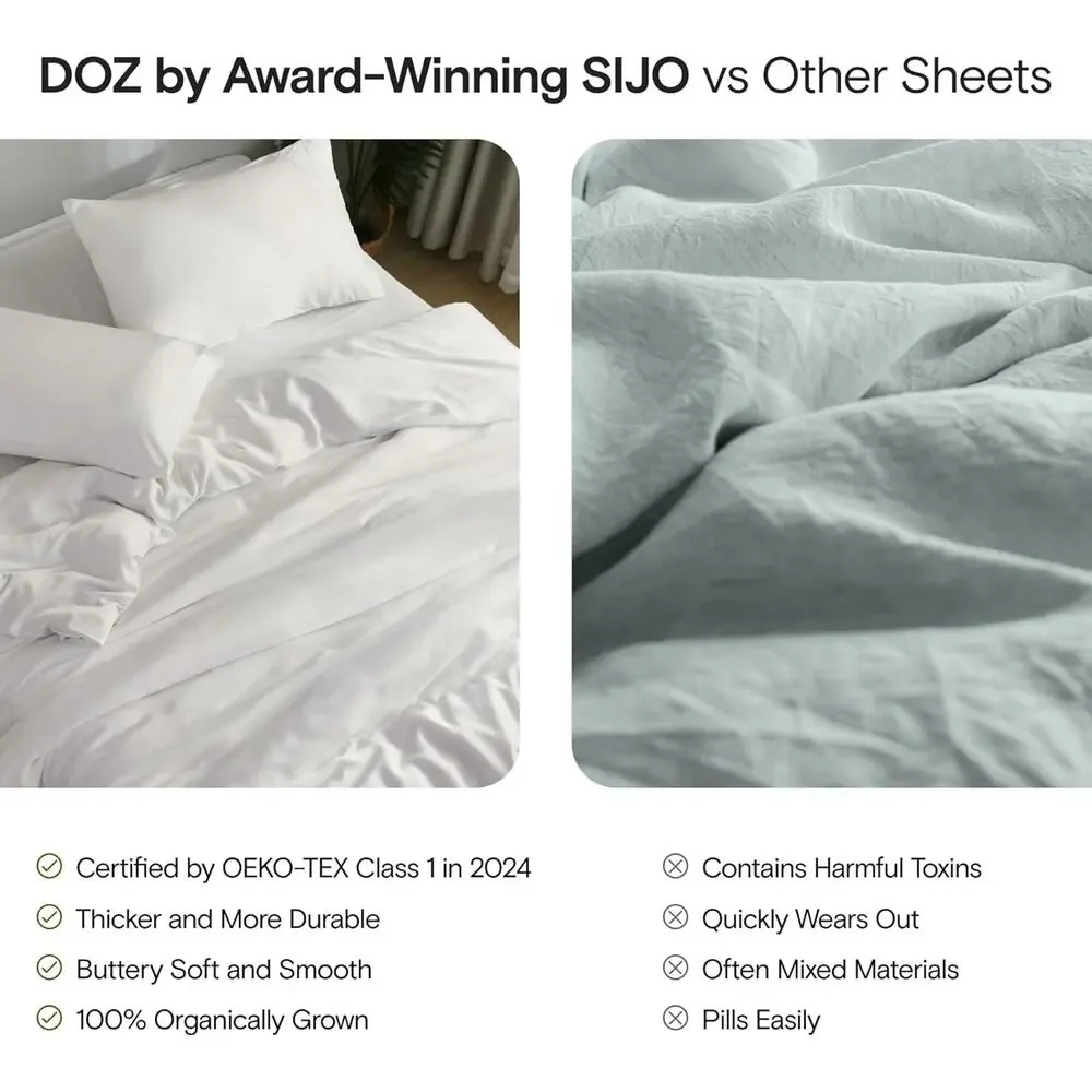 NWT Sijo DOZ Bamboo Sheet Set 3 Piece -1 Sheet 2 Pillowcases Dune Queen